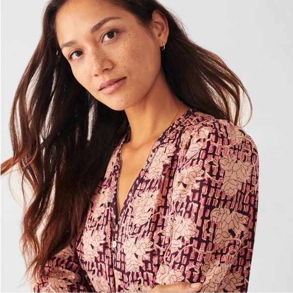 Faherty Idina Block Print Dress in Kingsley Block Print Spring dress Midi L - Picture 4 of 8